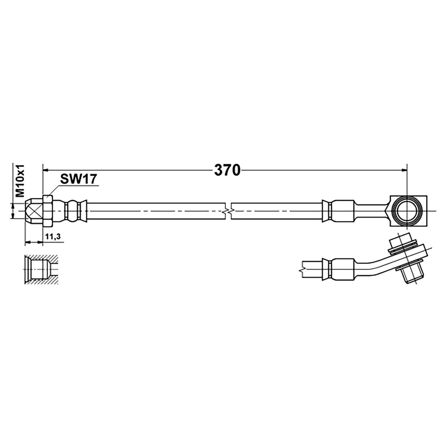 ATE Original Rear Brake Hydraulic Hose for Mercedes-Benz 331599 ATE 416-331599